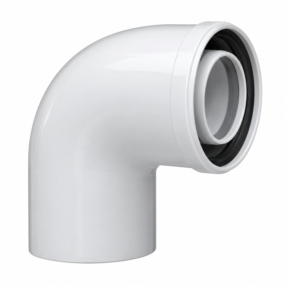 Cot coaxial BAXI 90°, Ø 80/125 mm, pentru centrale în condensare